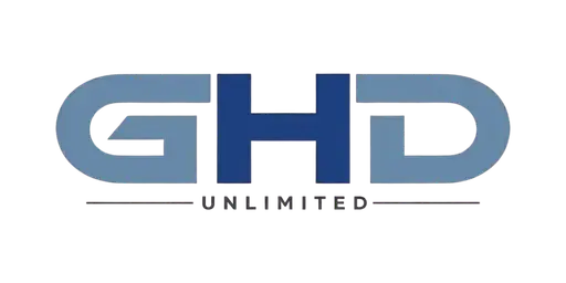 GHD Unlimited logo with bold blue letters and UNLIMITED written below.